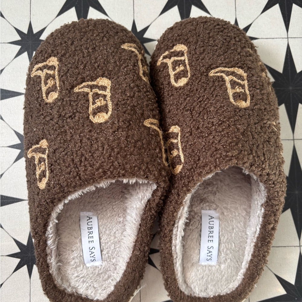 Aubree Says Brown Fuzzy Slippers